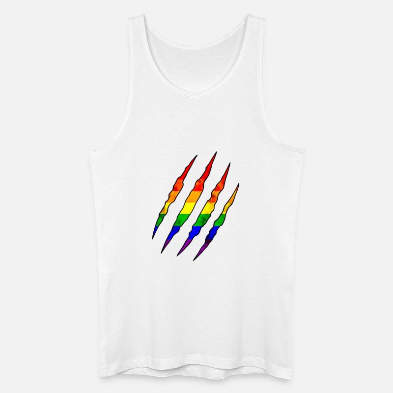 Pride Kralle Regenbogen Statement Kratzspur  - Männer Bio Tank Top - Weiß