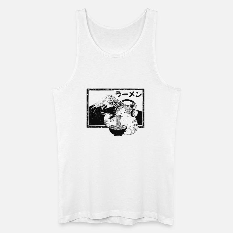 Ramen Kitten Mount Fuji - Männer Bio Tank Top - Weiß