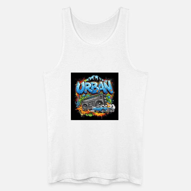 Urbanes Graffiti mit Ghettoblaster und Auto - Männer Bio Tank Top - Weiß