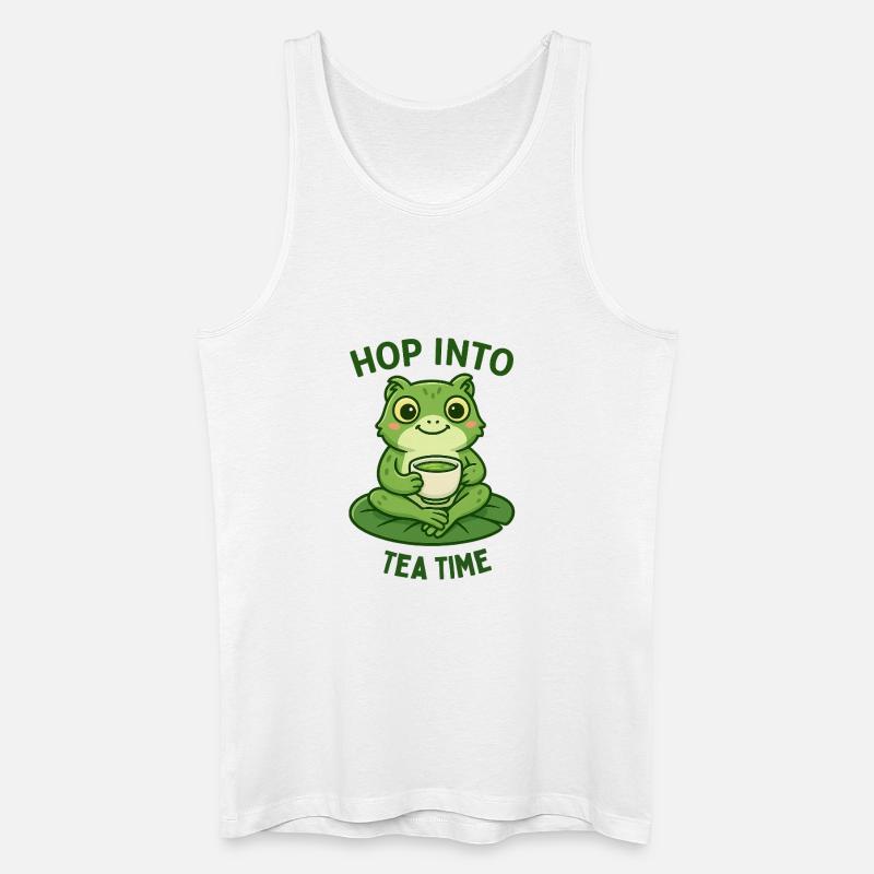 Frosch Teezeit Matcha Illustration Design  - Männer Bio Tank Top - Weiß
