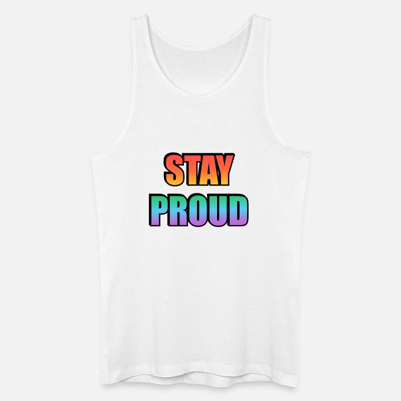 Stay Proud Gradient Text Design - Männer Bio Tank Top - Weiß