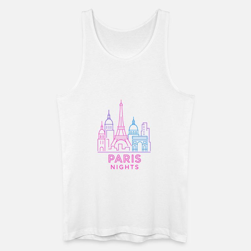 Neon Paris Nächte Skyline Silhouette  - Männer Bio Tank Top - Weiß
