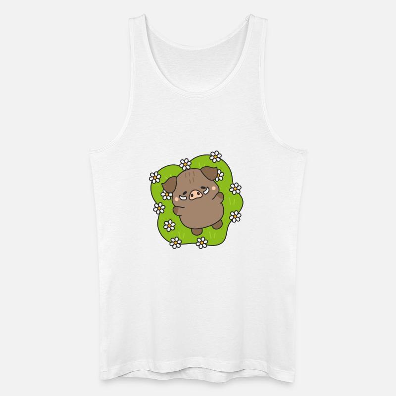 Fröhliches Schwein unter Gänseblümchen - Männer Bio Tank Top - Weiß