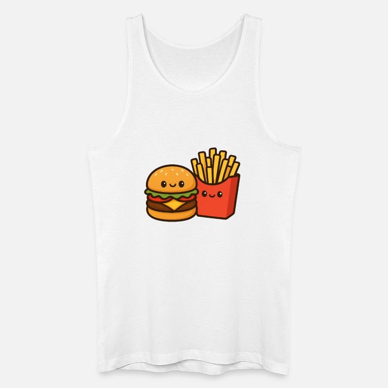 Kawaii Burger & Pommes Duo - Männer Bio Tank Top - Weiß