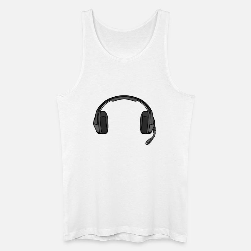 Kopfhörer mit Mikrofon - Männer Bio Tank Top - Weiß