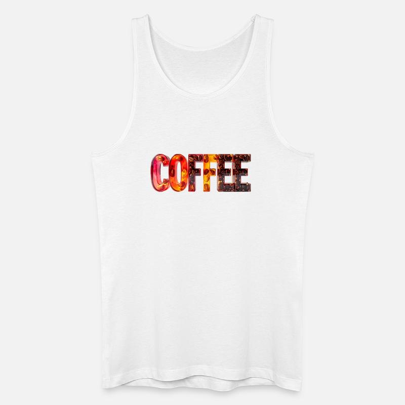 COFFEE – Glasbuchstaben mit Kaffeebohnen - Männer Bio Tank Top - Weiß