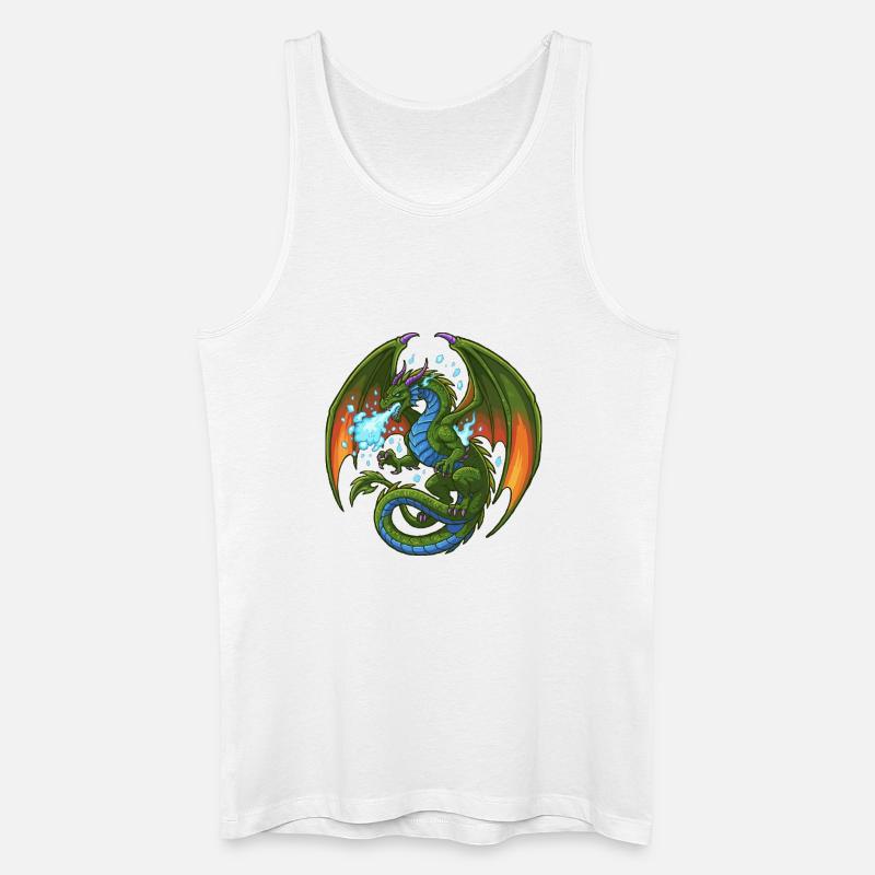 Blaugrüner Drache Eisspucker - Männer Bio Tank Top - Weiß