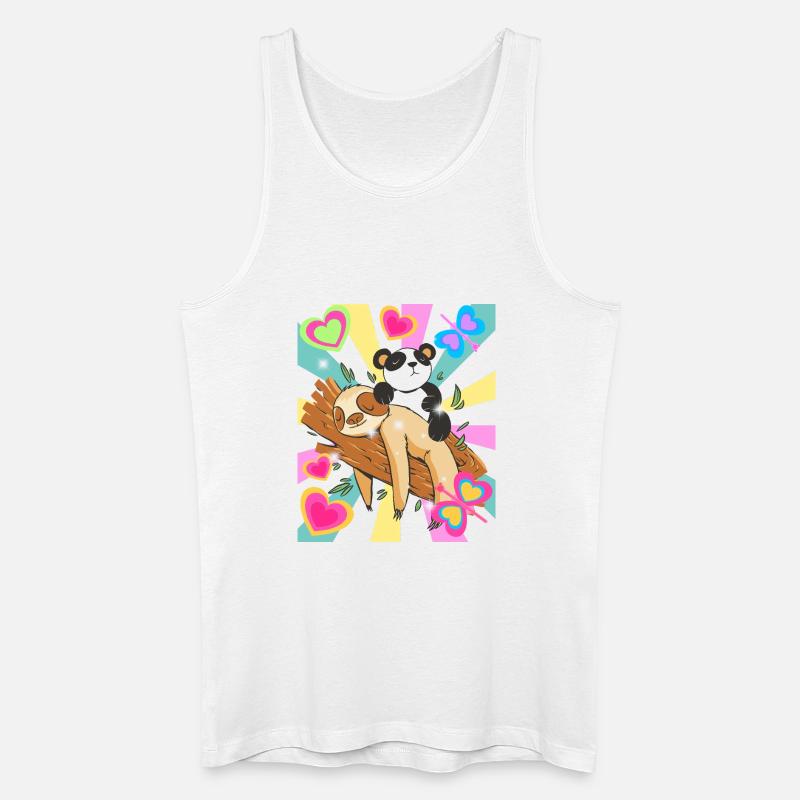 Panda ruht auf Ast mit Herzen - Männer Bio Tank Top - Weiß