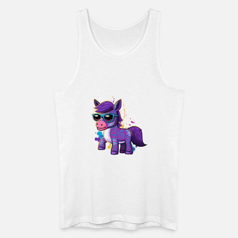 Reiterin Pony Farbenfrohes Pferd - Männer Bio Tank Top - Weiß