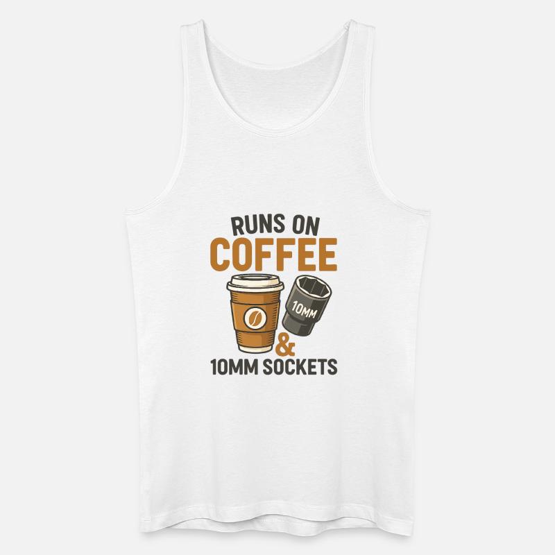 Läuft mit Kaffee und 10-mm-Buchse - Männer Bio Tank Top - Weiß