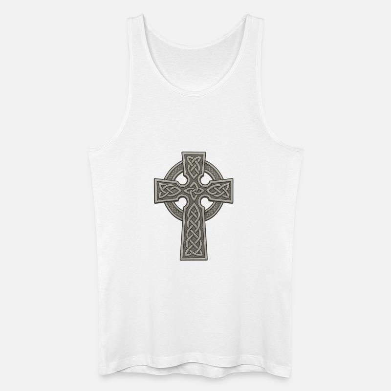 Celtic Cross with Knot Pattern - Men’s Organic Tank Top - white