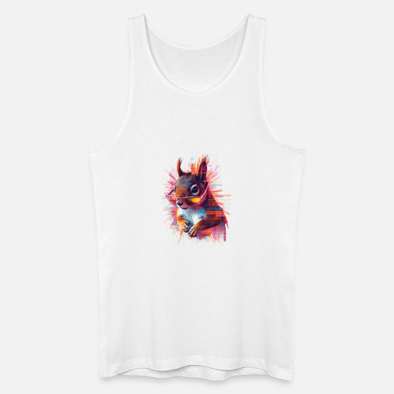 Neon Eichhörnchen mit Sonnenbrille – Glitch Art - Männer Bio Tank Top - Weiß