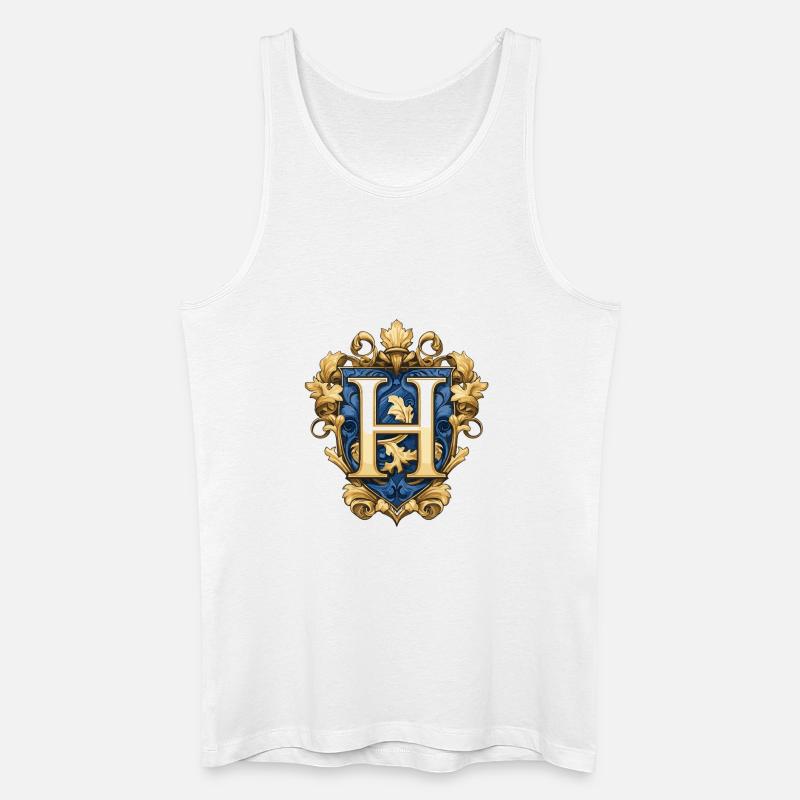 H Buchstabe Name Krone - Männer Bio Tank Top - Weiß