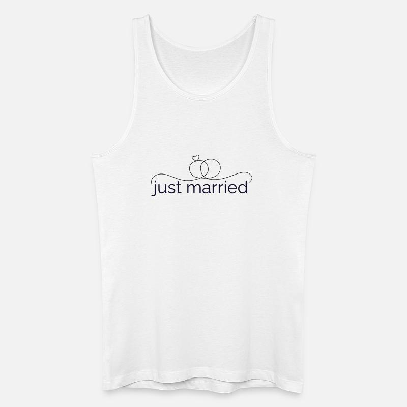 Frisch verheiratet - Liniendesign mit Trauring! - Männer Bio Tank Top - Weiß
