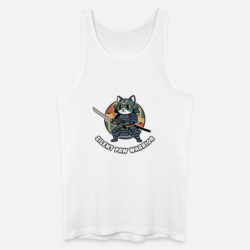 Stiller Pfoten Samurai-Krieger Katze - Männer Bio Tank Top - Weiß