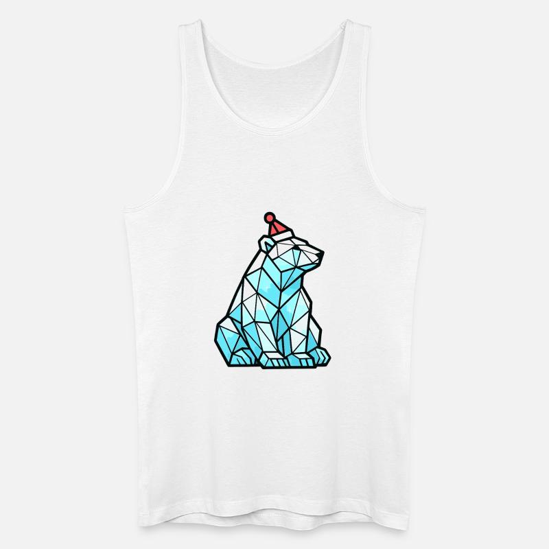 Polygon Eisbär mit Weihnachtsmütze - Männer Bio Tank Top - Weiß