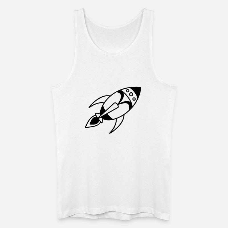 Retro Space Rocket – Weltall Raumschiff Design - Männer Bio Tank Top - Weiß
