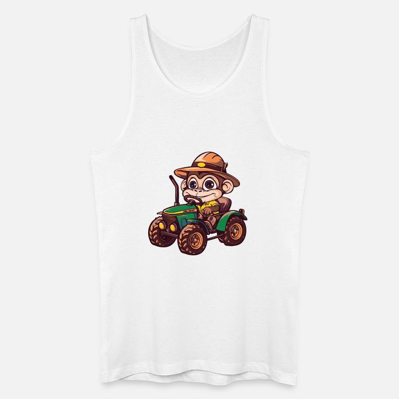 Affe Traktor Farmer - Männer Bio Tank Top - Weiß