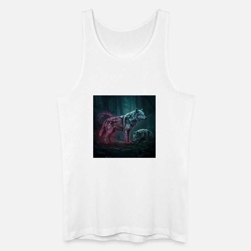 Neonrunen Wolfwald im Mondschein - Männer Bio Tank Top - Weiß