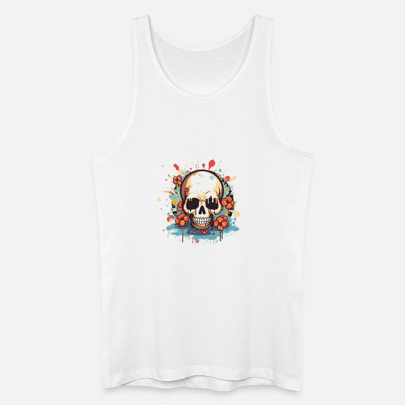 Blumen-Skull Explosion - Männer Bio Tank Top - Weiß