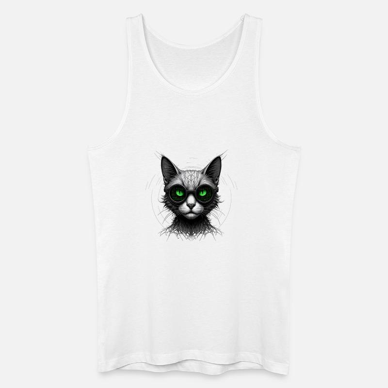Grüne Augen Computer Programmierer Geek Katze - Männer Bio Tank Top - Weiß