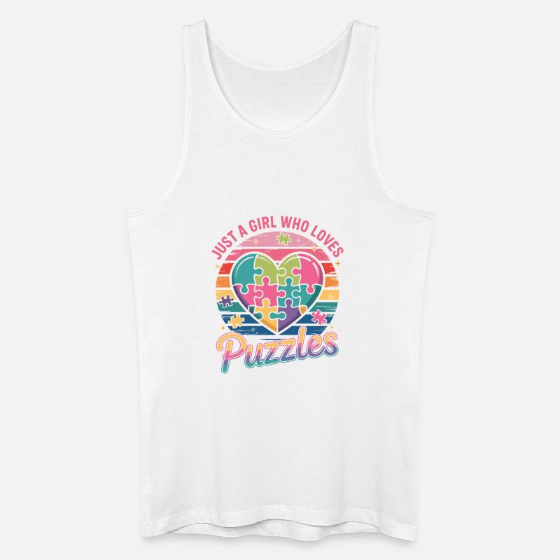 Mädchen liebt Puzzles Herz Regenbogen - Männer Bio Tank Top - Weiß