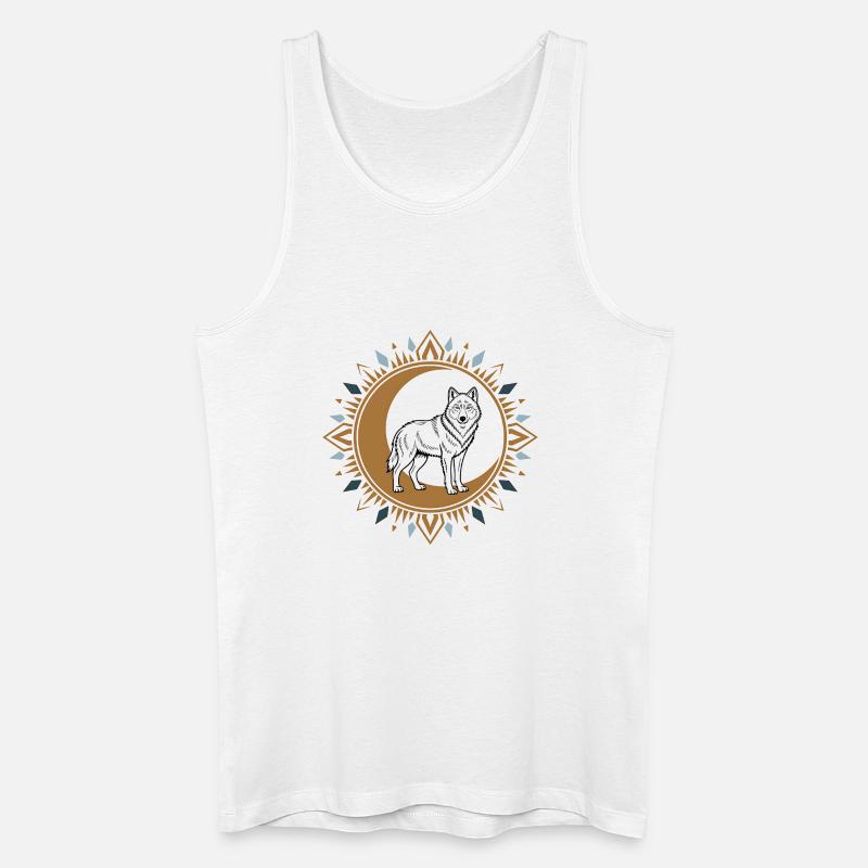 Boho Wolf - Männer Bio Tank Top - Weiß