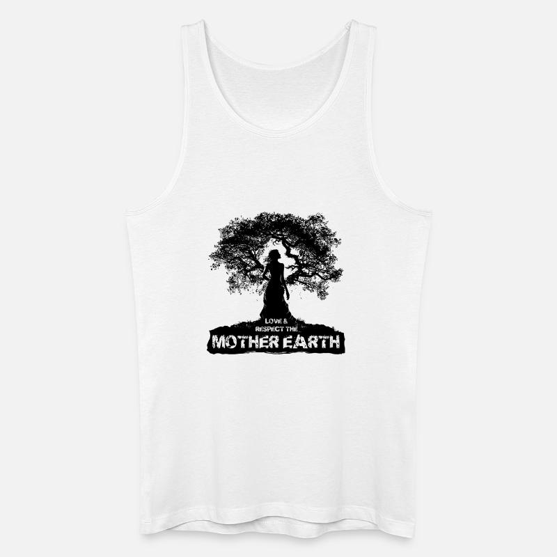 Mutter Erde - Schwarzes Design - Männer Bio Tank Top - Weiß