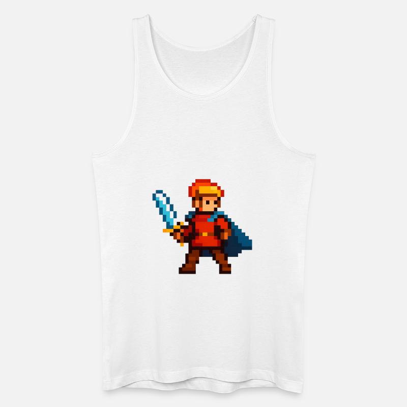 Pixelritter mit Schwert und Cape - Männer Bio Tank Top - Weiß