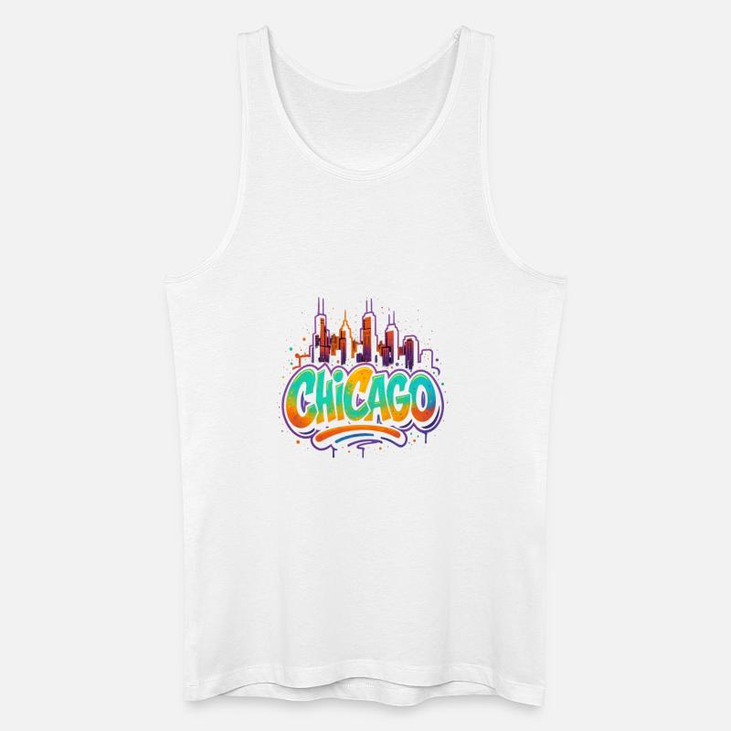 Chicago Graffiti Skyline - Männer Bio Tank Top - Weiß