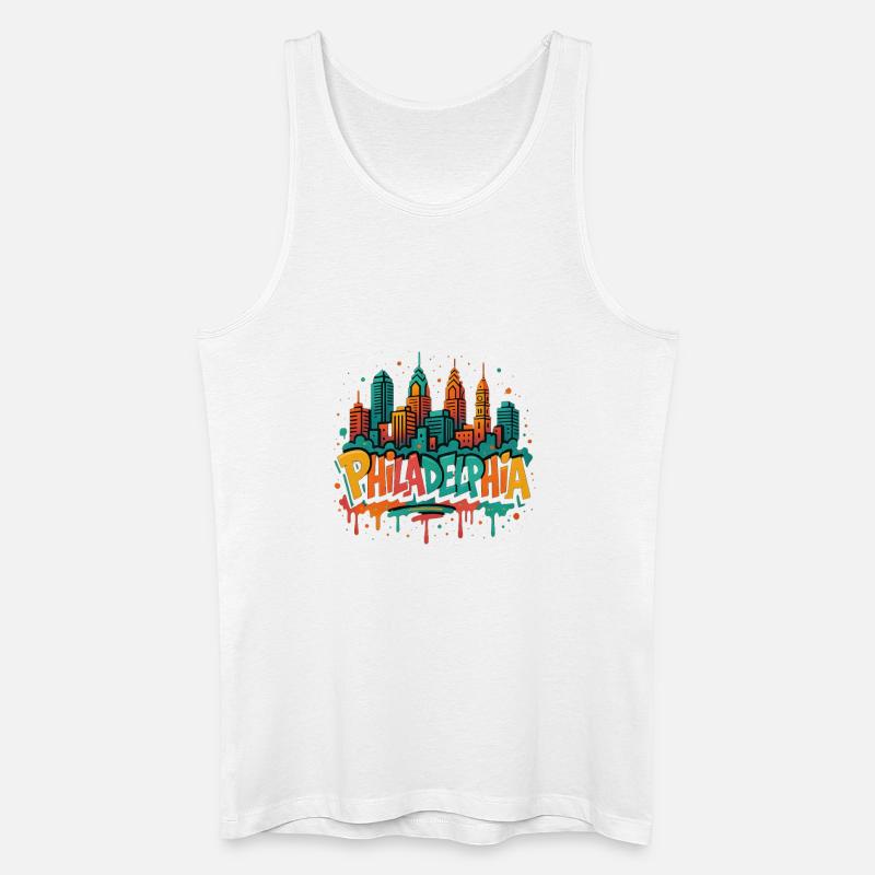 Philly Graffiti Skyline - Men’s Organic Tank Top - white