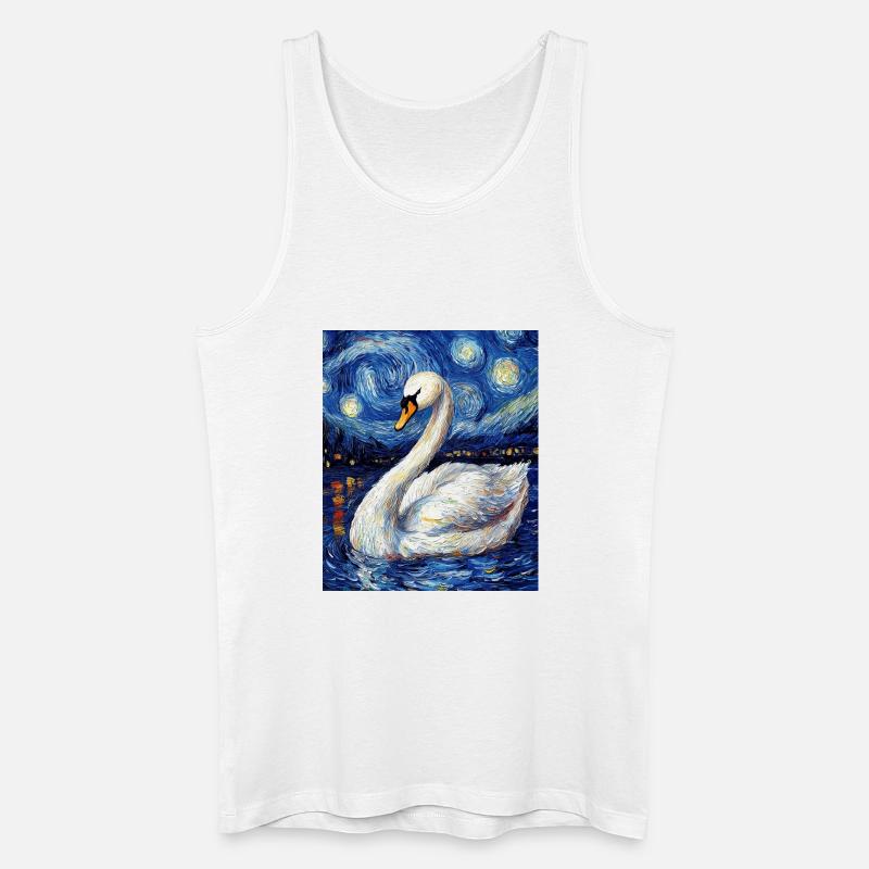 Schwan Vogel Van Gogh Style - Männer Bio Tank Top - Weiß