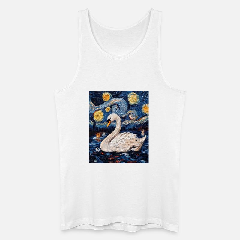 Schwan Vogel Van Gogh Style - Männer Bio Tank Top - Weiß