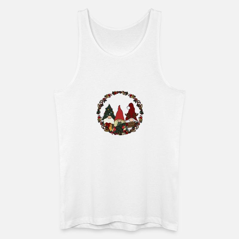 Wichtel  im Weihnachtskranz - Männer Bio Tank Top - Weiß
