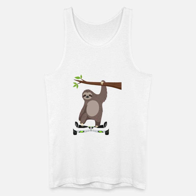 Faultier chillen Hoverboard Cartoon Technik Gleich - Männer Bio Tank Top - Weiß