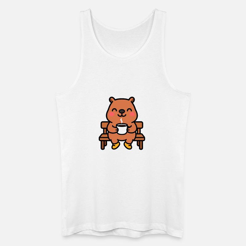 Capybara auf einer Kaffeebank - Männer Bio Tank Top - Weiß