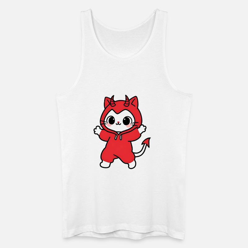 Cat Devil Kapuzenpullover Rot - Männer Bio Tank Top - Weiß