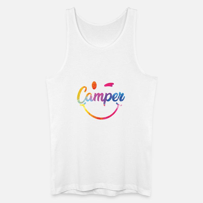 Bunter Camper Smiley Logo - Männer Bio Tank Top - Weiß