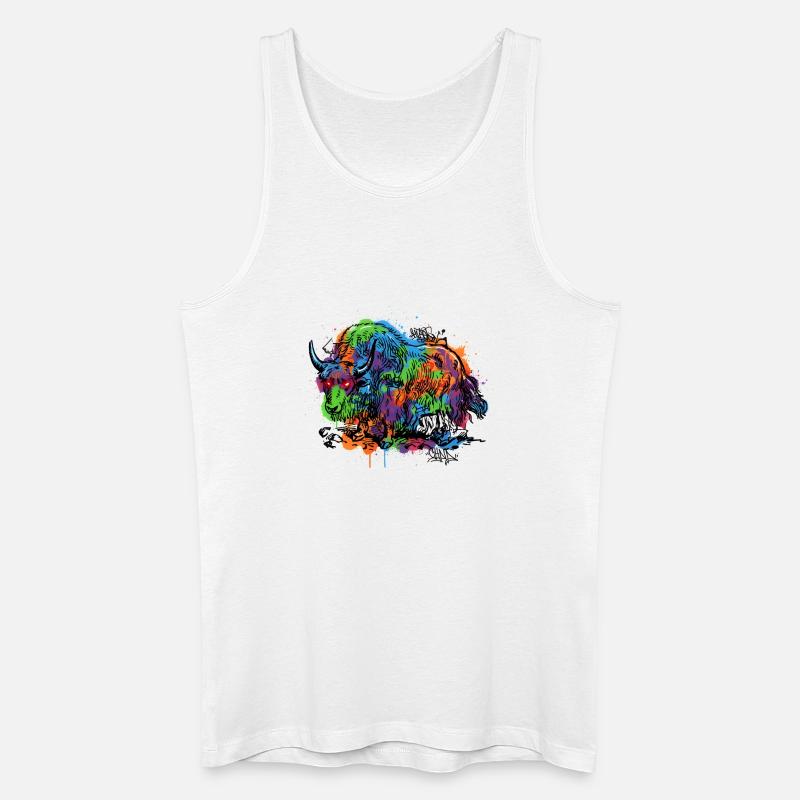 Regenbogenyak Graffiti Muster - Männer Bio Tank Top - Weiß