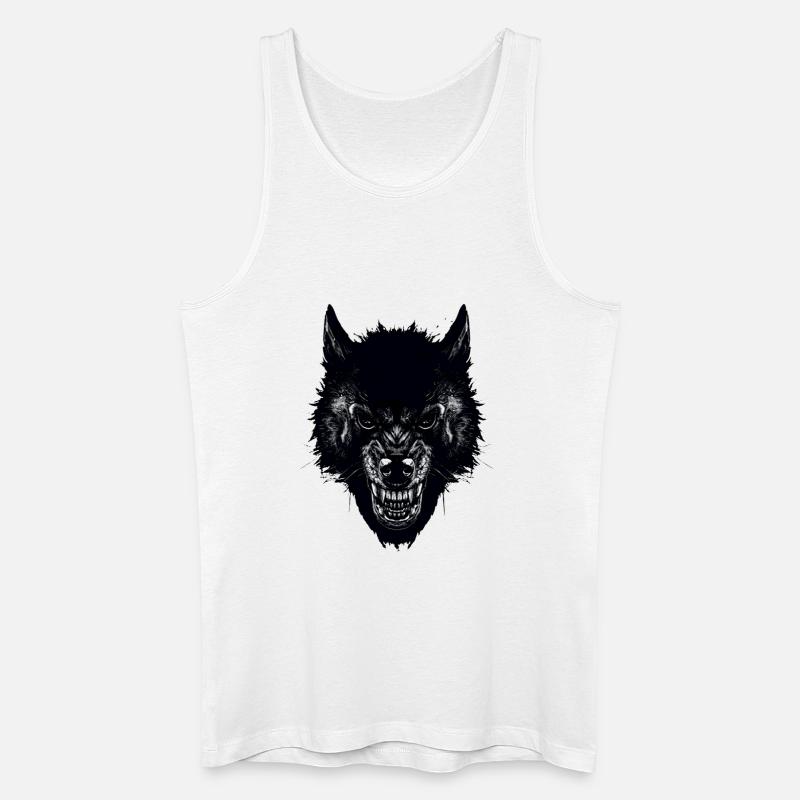 Wolf - Männer Bio Tank Top - Weiß