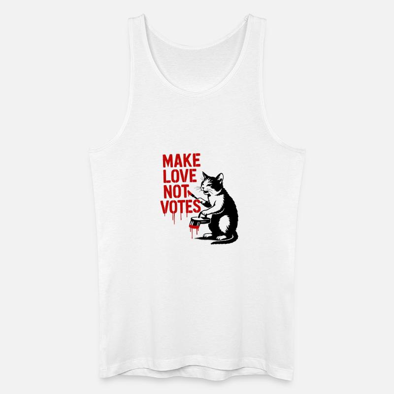 Faites l’amour pas les votes Chat - Débardeur bio Homme - blanc