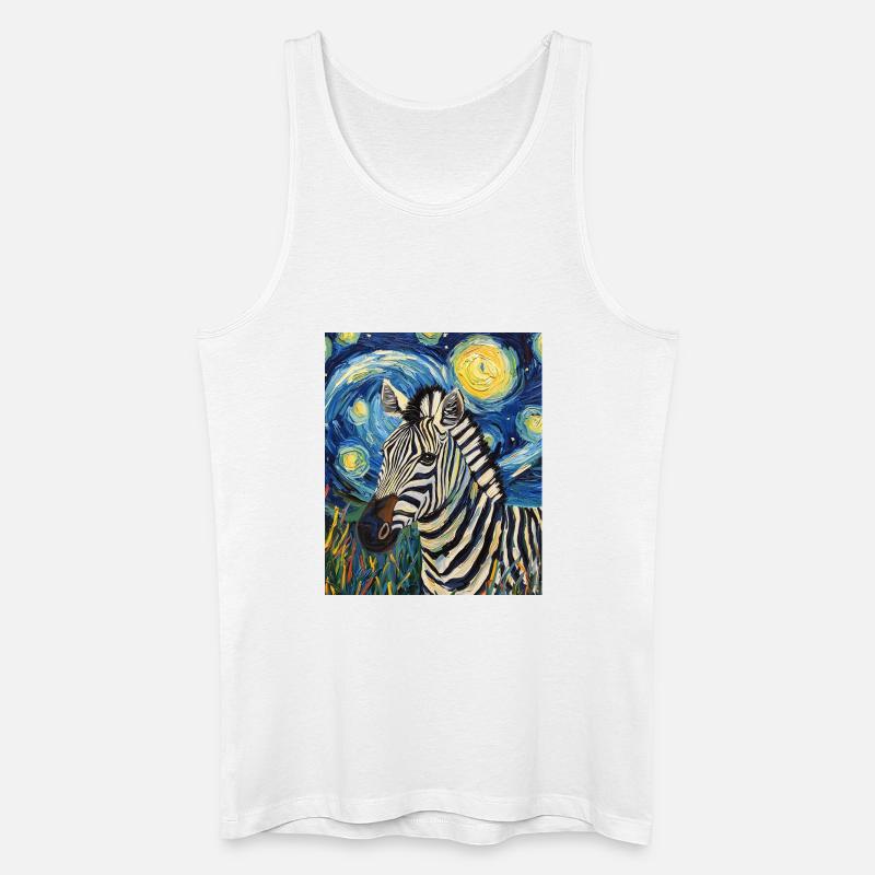 Zebra Van Gogh Style Starry Night - Männer Bio Tank Top - Weiß