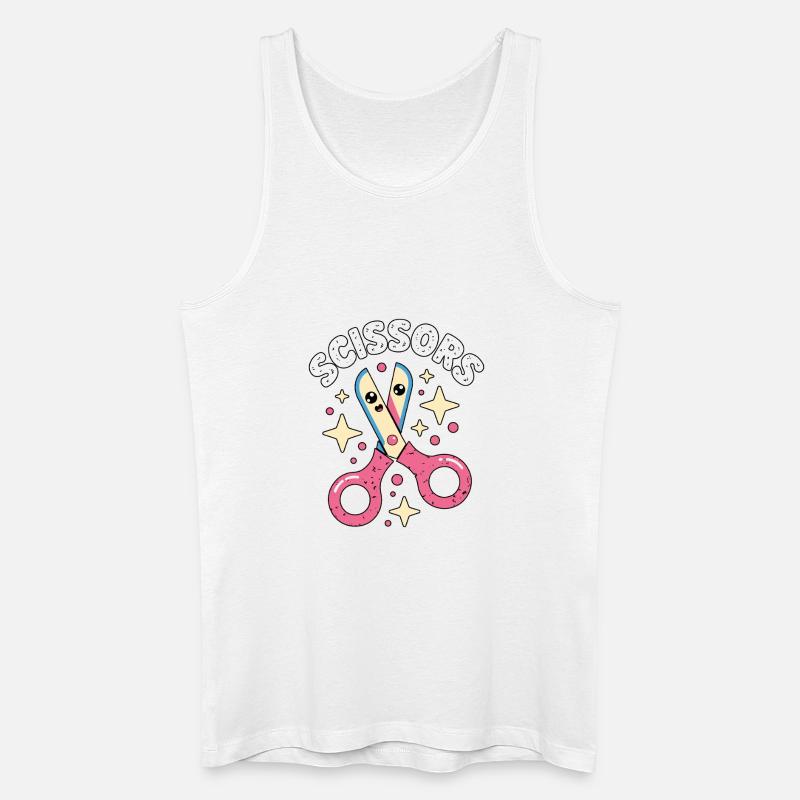 Schere Stein Papier Kawaii Scissors - Männer Bio Tank Top - Weiß