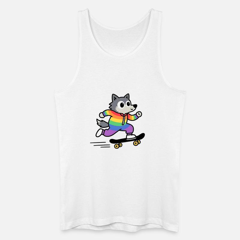 Regenbogen Wolf Schlittschuh - Männer Bio Tank Top - Weiß