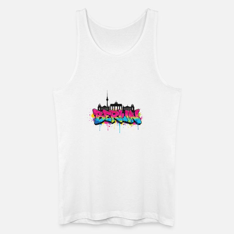 Berliner Graffiti Skyline - Männer Bio Tank Top - Weiß