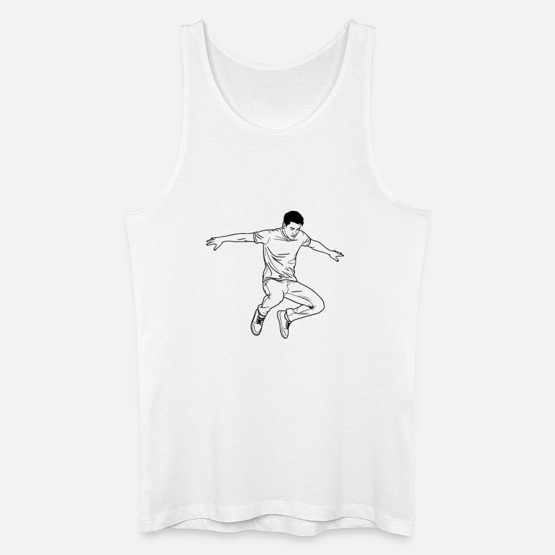 Tanzender Mann Line Art - Männer Bio Tank Top - Weiß
