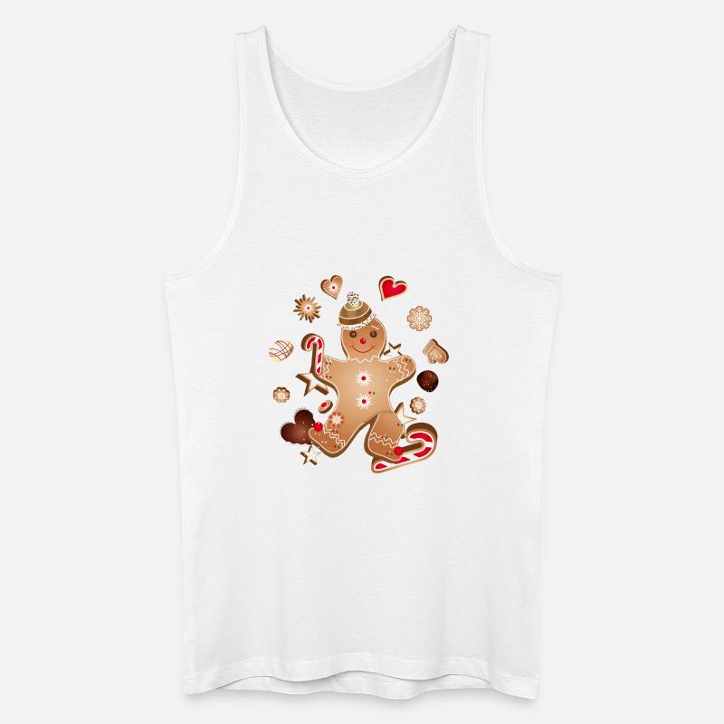 Fröhlicher Lebkuchenmann mit Weihnachtsplätzchen - Männer Bio Tank Top - Weiß