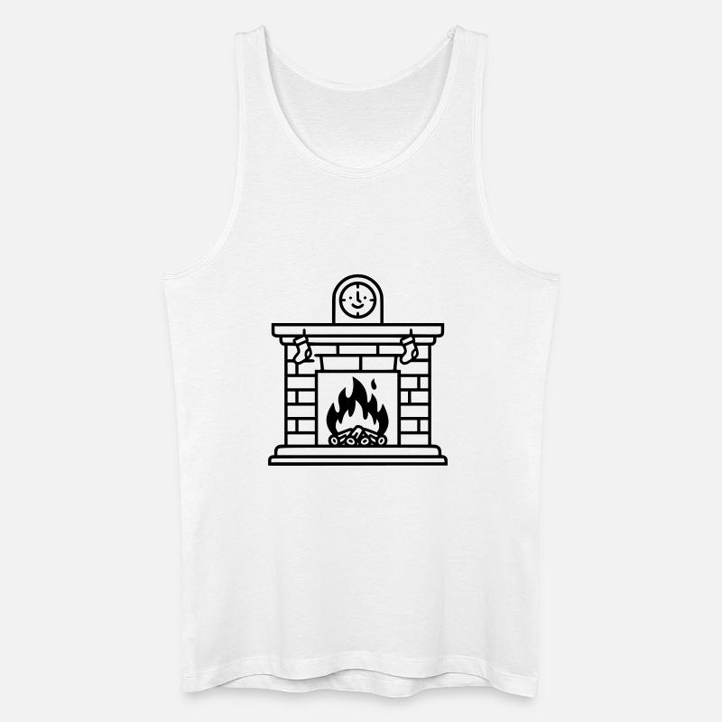 Gemütlicher Weihnachtskamin mit Feuer - Männer Bio Tank Top - Weiß