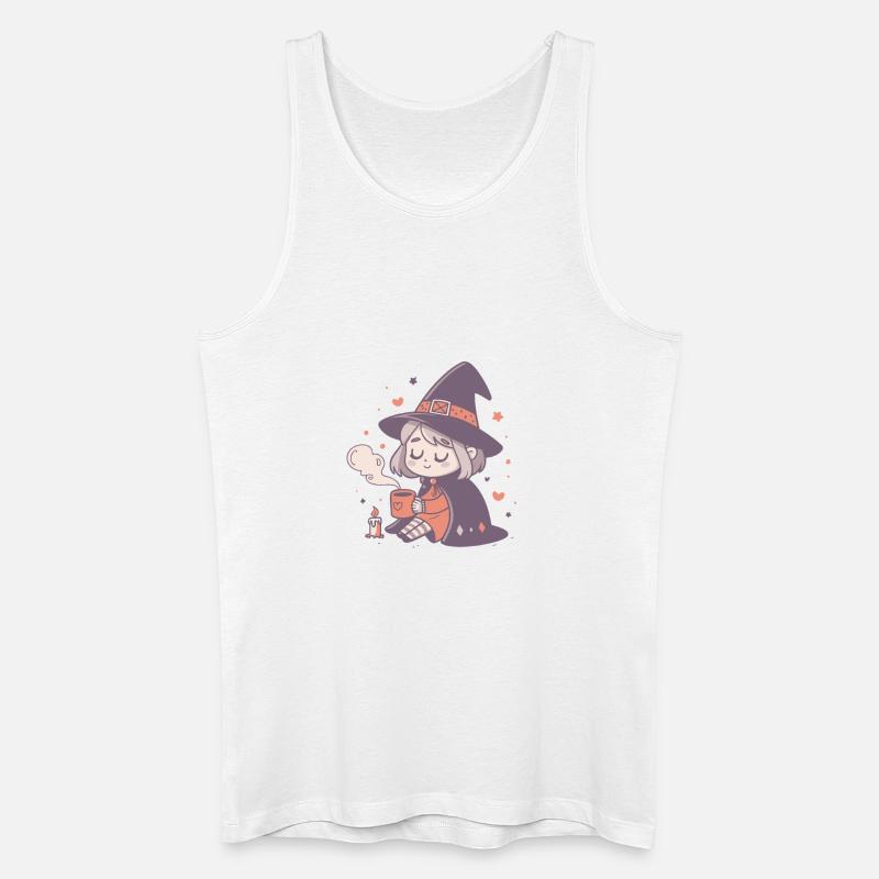 Gemütliche Hexe mit heißem Becher - Männer Bio Tank Top - Weiß