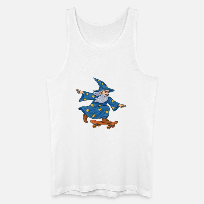 Starry Wizard Skateboard - Männer Bio Tank Top - Weiß
